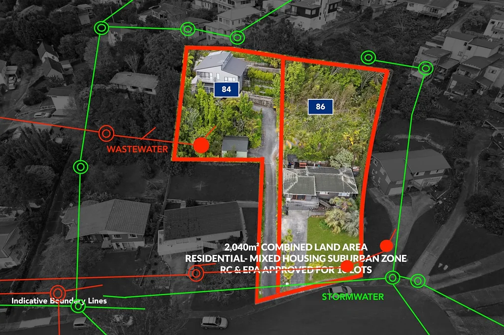 Totara Vale 8房 2,040m² 合并大地 | 10 套住宅已获批，开发即刻启动 10 Lots Approved – Your Next Development Here