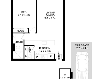 805/8 Northcote Street, Naremburn, Lower North Shore, 1 ਕਮਰੇ, 1 ਬਾਥਰੂਮ, Apartment