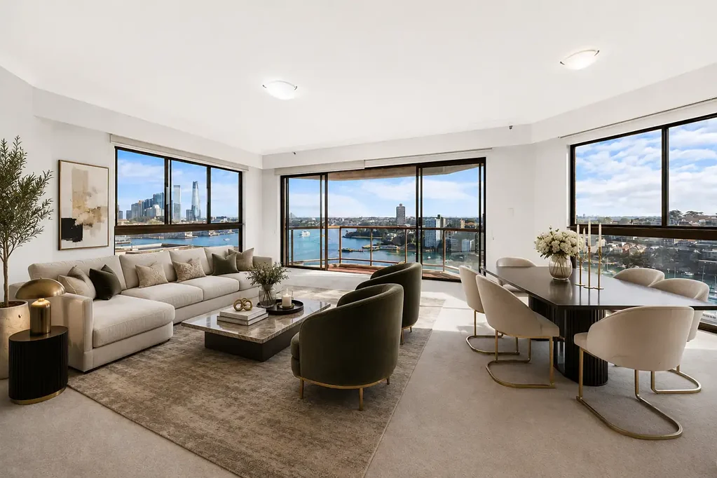 Milsons Point 2房 Peninsula塔楼壮丽水景 2卧2卫 107㎡ 舒适起居 现代装修 安全停车 步行便利 Spacious Two Bedroom Apartment with Sydney Harbour Bridge & Water Views