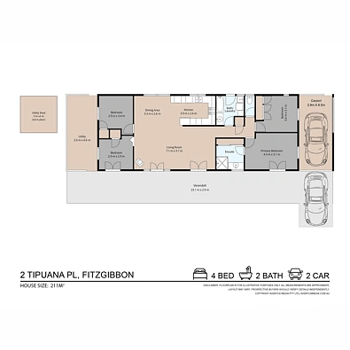2 Tipuana Place, Fitzgibbon, QLD 4018, 4 Bedrooms, 2 Bathrooms, House