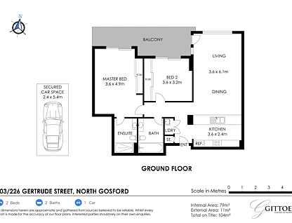 303/226 Gertrude Street, North Gosford, Central Coast, 2部屋, 2バスルーム, Apartment