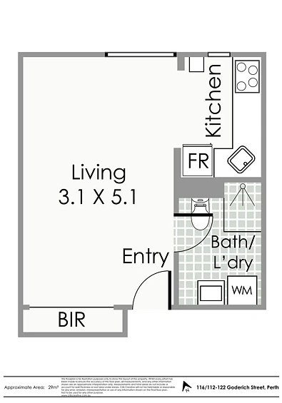116/112-122 Goderich Street, East Perth, WA 6004, 1 Bedrooms, 1 Bathrooms, Apartment