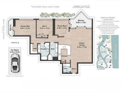 1506/5 Palm Avenue, Surfers Paradise, Gold Coast, 3 ห้องนอน, 2 ห้องน้ำ, Apartment