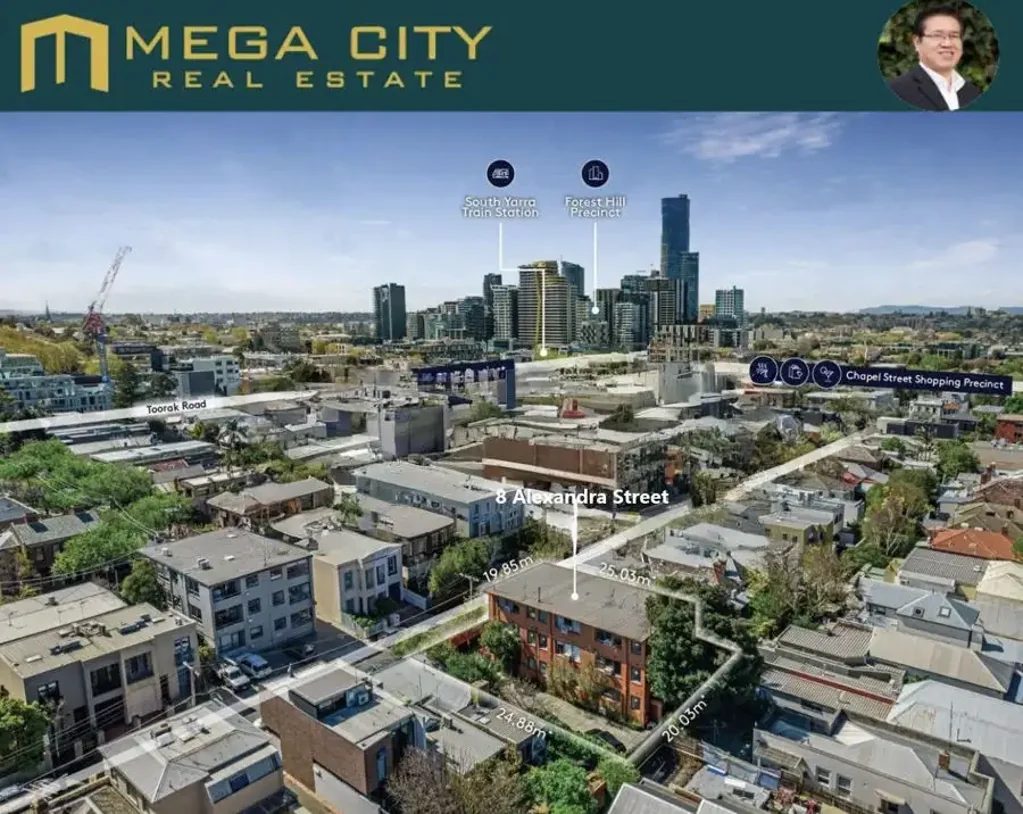 South Yarra 9房 South Yarra中心 9套产权公寓 低维护 高收入 500m²土地 显赫临街面 开发潜力巨大 生活便利 步行天堂 RARE OPPORTUNITY to  Acquire an Entire Block of 9 Titled Apartments in Premier South Yarra