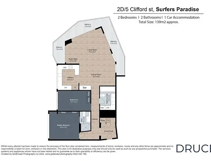 2D/5 Clifford Street, Surfers Paradise, Gold Coast, 2 침실, 2 욕실, Apartment