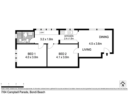 7/64-66 Campbell Parade, Bondi Beach, Eastern Suburbs, 2 Schlafzimmer, 1 Badezimmer, Apartment