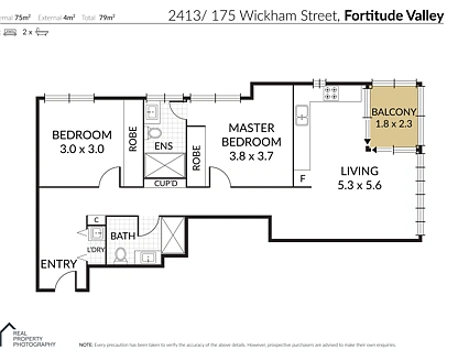 UNIT 2413/275 WICKHAM STREET, Fortitude Valley, Brisbane - Inner City Region, 2部屋, 2バスルーム, Apartment