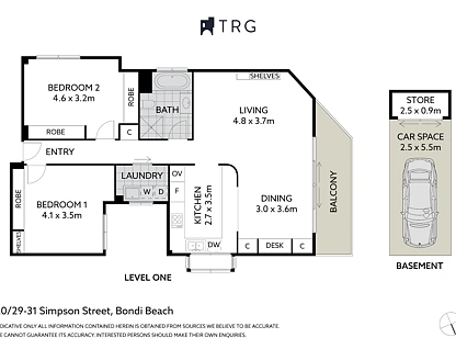 20/273-279 Old South Head Road (aka Simpson Street), Bondi Beach, Eastern Suburbs, 2 Schlafzimmer, 1 Badezimmer, Apartment