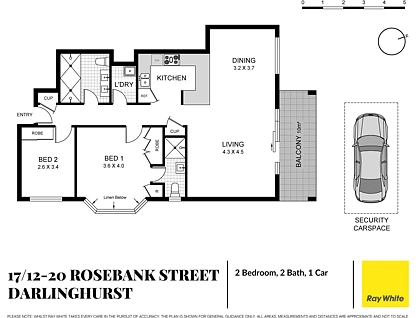 17/12-20 Rosebank Street, Darlinghurst, Sydney CBD, 2 રૂમ, 2 બાથરૂમ, Apartment