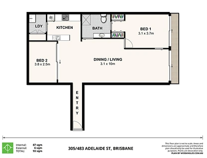 305/483 Adelaide Street, Brisbane City, Brisbane - Inner City Region, 2 habitaciones, 1 baños, Apartment