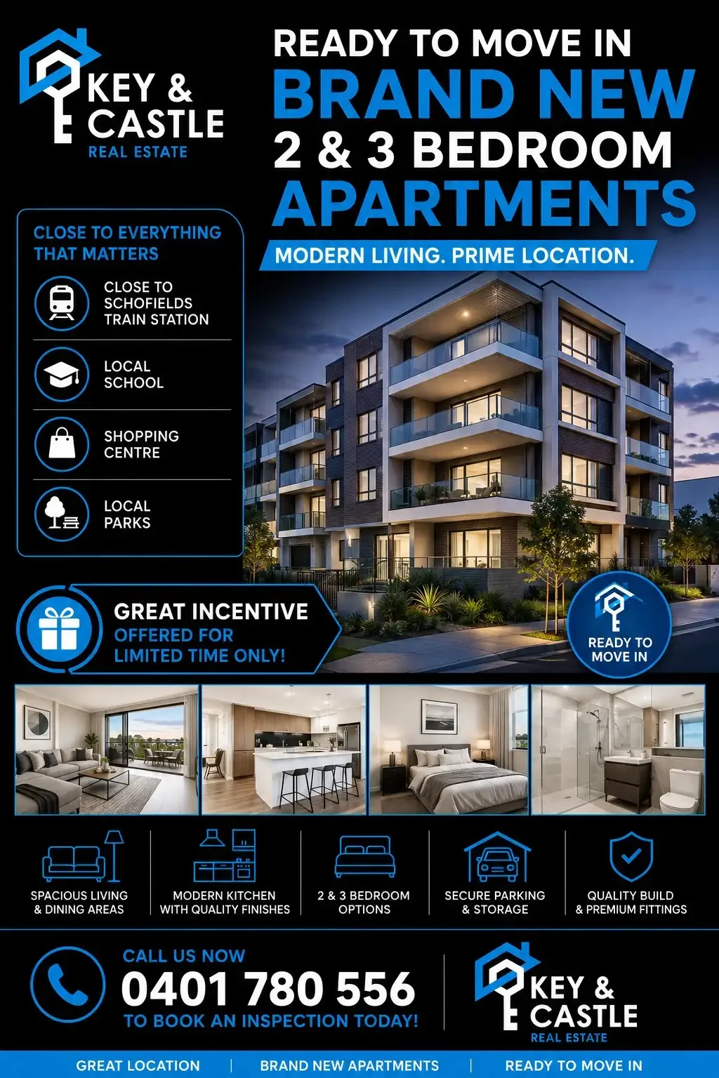 Schofields 2침실 BRAND NEW READY TO MOVE  ( walk to station ) Last few left