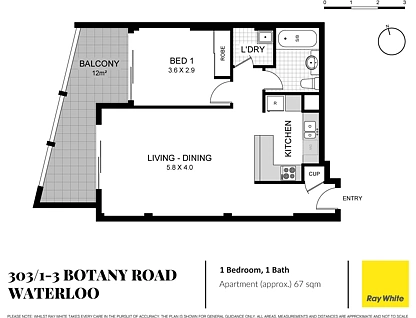 303/1-3 Botany Road, Waterloo, Eastern Suburbs, 1房, 1浴, Apartment