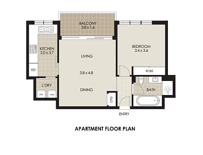 14/9-13 Hampden Avenue, Cremorne, Lower North Shore, 1房, 1浴, Apartment
