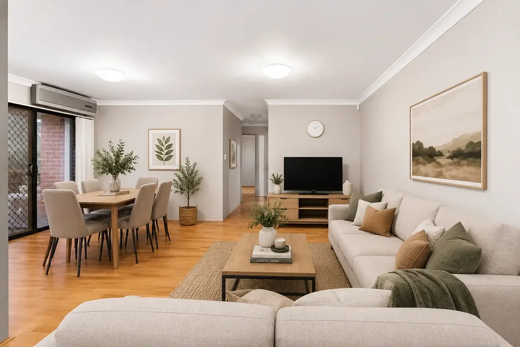 Top floor apartment offering substantial internal spaces with a private entertainers balcony