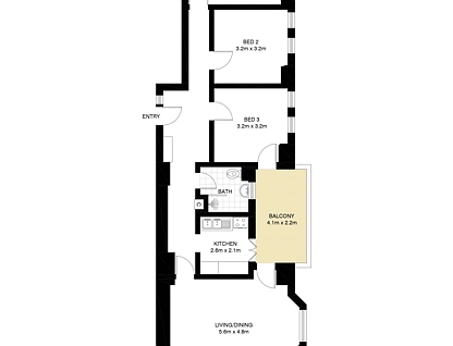 18/97-99 Macleay Street, Potts Point, Sydney CBD, 3 rūma, 1 rūma horoi, Apartment