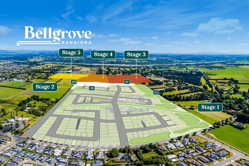 Rangiora Bellgrove Stage 2 Selling Now 500-600m2 from $379K