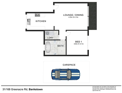 31/168 Greenacre Road, Bankstown, South Western Suburbs, 1 침실, 1 욕실, Unit