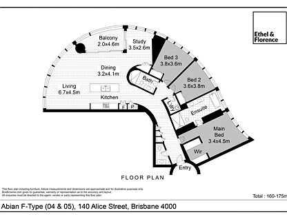 2604/140 Alice Street, Brisbane City, Brisbane - Inner City Region, 3 રૂમ, 2 બાથરૂમ, Apartment