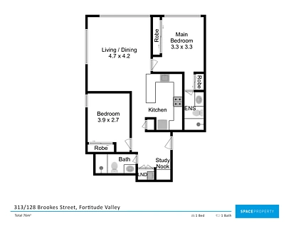 313/128 Brookes Street, Fortitude Valley, Brisbane - Inner City Region, 2 Schlafzimmer, 2 Badezimmer, Apartment