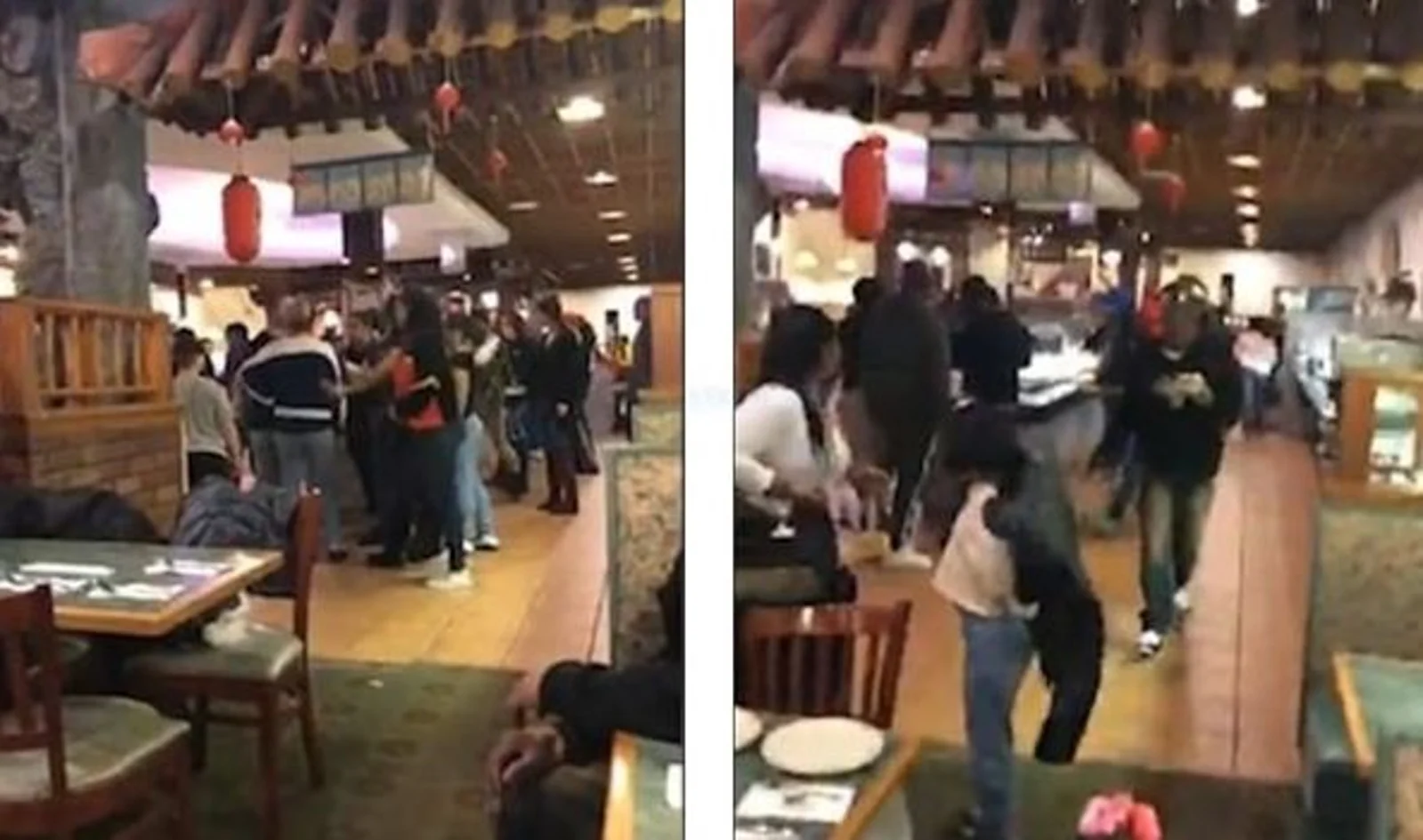 纽约海鲜自助餐厅顾客为争夺蟹脚大打出手,有人被打到挂彩还要多拿一只！