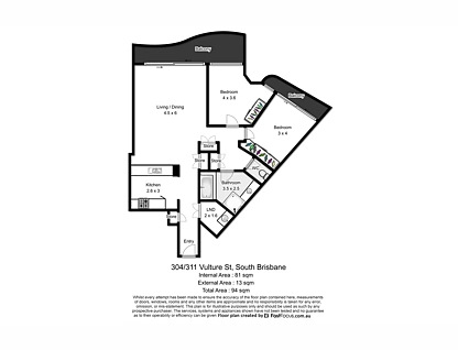 304/311-315 Vulture Street, South Brisbane, Brisbane - Inner City Region, 2 Kuwarto, 1 Banyo, Apartment