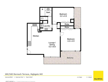 10C/182 Dornoch Terrace, Highgate Hill, Brisbane - Inner City Region, 2 غرف, 1 حمامات, Apartment