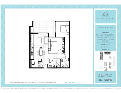 2311/1A Morton Street, Parramatta, Parramatta (Northwest suburbs), 2 침실, 2 욕실, Apartment