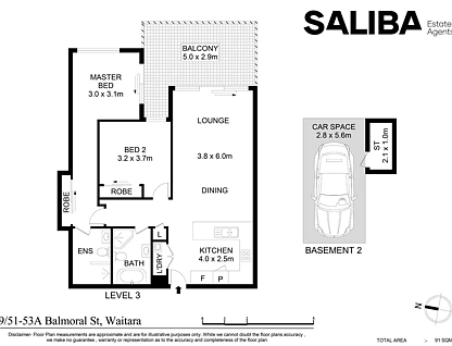 19/51-53A Balmoral Street, Waitara, Upper North Shore, 2 침실, 2 욕실, Apartment