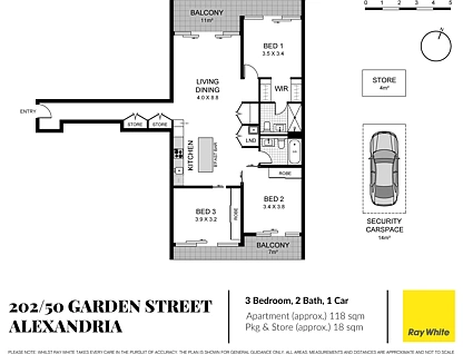 202/50 Garden Street, Alexandria, Sydney CBD, 3房, 2浴, Apartment