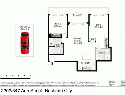 2202/347 Ann Street, Brisbane City, Brisbane - Inner City Region, 2 chambres, 2 salles de bain, Apartment