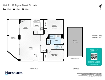 21/12 Bryce Street, St Lucia, QLD 4067, 2 침실, 1 욕실, Unit