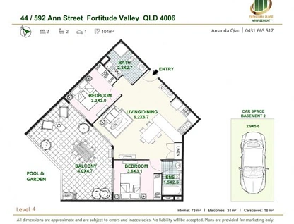 44/592 Ann Street, Fortitude Valley, Brisbane - Inner City Region, 2 chambres, 2 salles de bain, Apartment