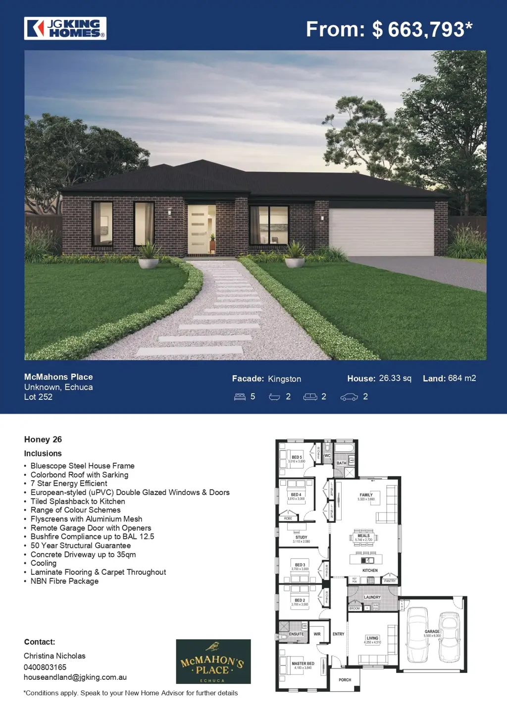 Echuca 5Habitaciones JG King presents the Honey 26