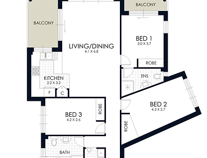 1/43-45 Meeks Street, Kingsford, Eastern Suburbs, 3房, 2浴, Apartment