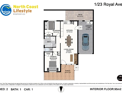 1/23 Royal Avenue, South Golden Beach, North Coast, 2 غرف, 1 حمامات, Apartment