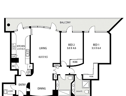1202/61-69 Macquarie Street, Sydney, Sydney CBD, 2 chambres, 2 salles de bain, Apartment