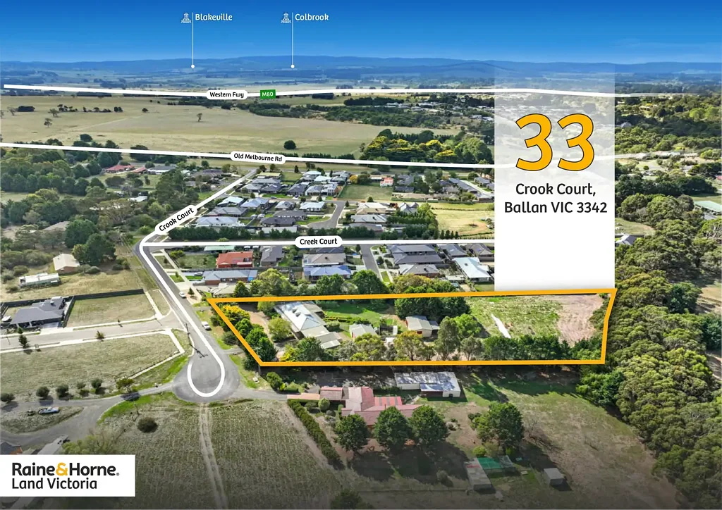 Ballan 4ห้องนอน 33 Crook Court, Ballan VIC 3342 8,649m² | Residential Zoning | 9-Lot Subdivision Potential (STCA)