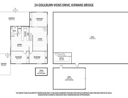 24 Goulburn Views Dr, Kirwans Bridge, VIC 3608, 3 침실, 1 욕실, House