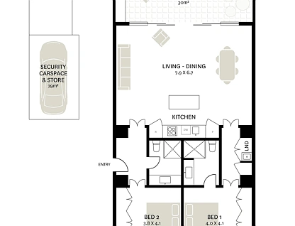 309/18 Danks Street, Waterloo, Eastern Suburbs, 2 غرف, 2 حمامات, Apartment