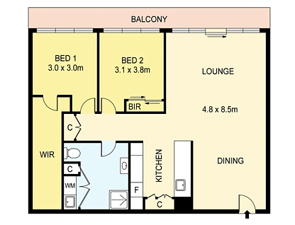 1710/83 Queensbridge Street, Southbank, Melbourne CBD, 2 Kuwarto, 1 Banyo, Apartment