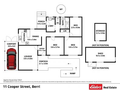 11 Cooper Street, Berri, SA 5343, 3 Bedrooms, 1 Bathrooms, House