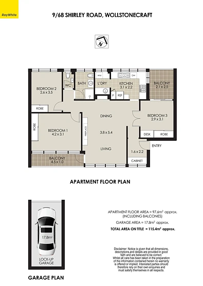 9/68 Shirley Road, Wollstonecraft, NSW 2065, 3 Bedrooms, 1 Bathrooms, Apartment