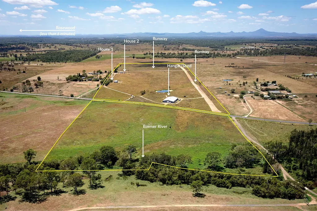 Lower Mount Walker  An Extraordinary 83 Acre Holding with Dual Homes, Hangar, Runways & Water Licence