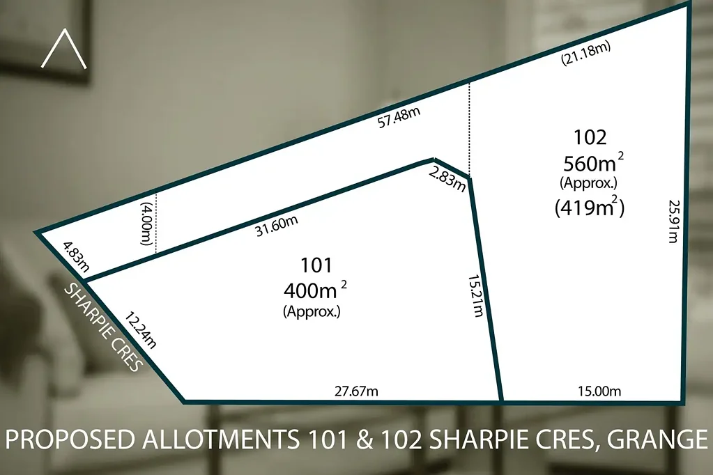 Grange 5 Bedroom Allotments 101(approx. 400sqm) and 102(approx. 560sqm) - choose one of these 2 proposed Torrens Title blocks separately or purchase as a whole