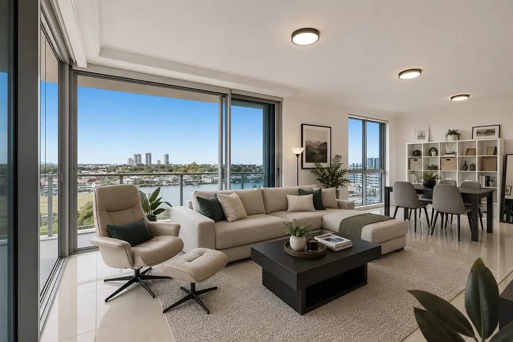Biggera Waters 2房  Luxury North/East Sky-Home with Sweeping Canal & Skyline Views