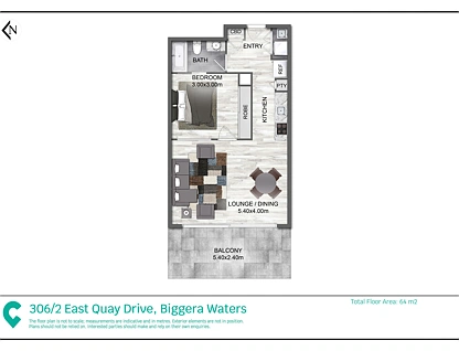 306/2 East Quay Drive, Biggera Waters, Gold Coast, 1 Bedrooms, 1 Bathrooms, Apartment