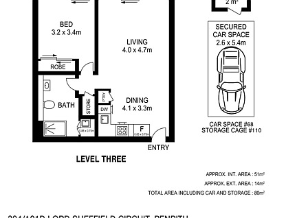 304/101D Lord Sheffield Circuit, Penrith, Outer Western Sydney, 1 Schlafzimmer, 1 Badezimmer, Apartment