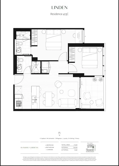 413/45 Linden Avenue, Ivanhoe, VIC 3079, 2 Bedrooms, 2 Bathrooms, Apartment