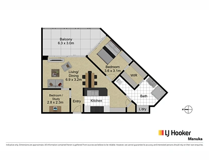 44/11 Kerridge Street, Kingston, Inner South, 1部屋, 1バスルーム, Apartment