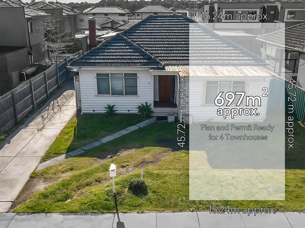 Springvale 3房 黄金地段联排 697m²开发潜力 高增长区域 稀有土地持有 步行便利设施 The Brief:
Prime allotment of 697m² in RGZ3, walk to station and Springvale Central
(Plan and Permit Ready for 4 Townhouses)
